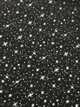 Pink/Silver Stars Polyester Organza Fabric - Metallic Silver Foil Star Print, Pink/Silver, 58/60" Width