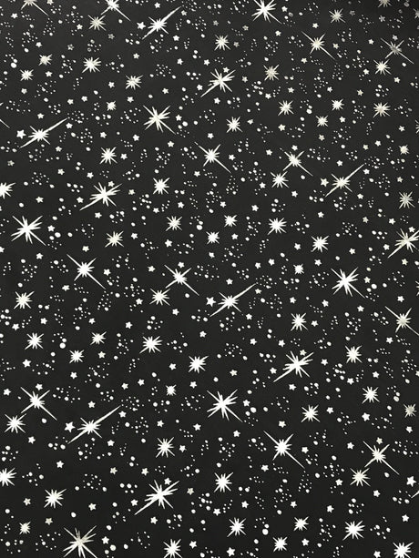 Pink/Silver Stars Polyester Organza Fabric - Metallic Silver Foil Star Print, Pink/Silver, 58/60" Width