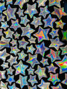 Star Sequin Velvet Fabric - Iridescent Star Sequin, Black Stretch Velvet, 58" Width (Sold By The Yard)