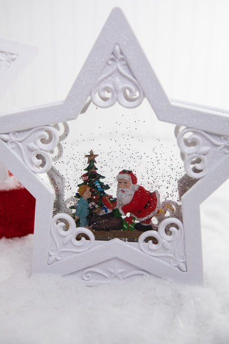 10.5" Battery Operated Lighted Spinning Water Globe Star with Timer