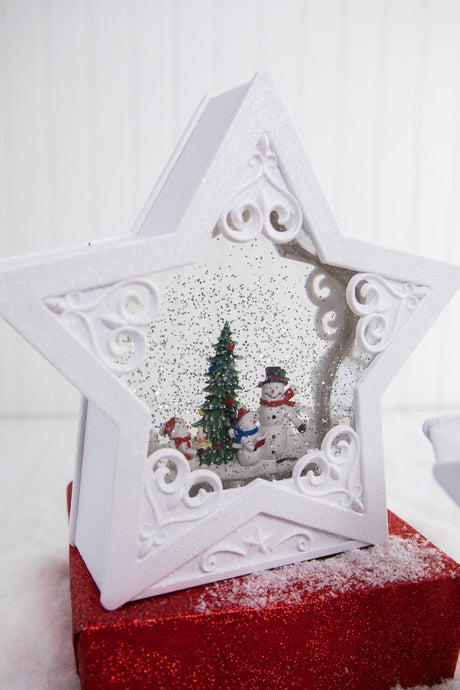 10.5" Battery Operated Lighted Spinning Water Globe Star with Timer