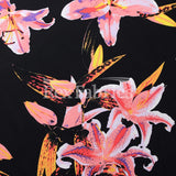 Stargazer Nylon Spandex Fabric - Black Coral Or Smokey Teal Lilium Floral, 58/60" Width (1 Yard)