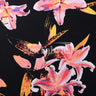 Stargazer Nylon Spandex Fabric - Black Coral Or Smokey Teal Lilium Floral, 58/60" Width (1 Yard)