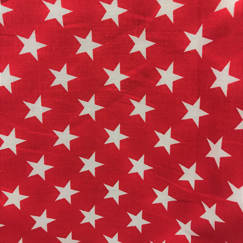 White Stars/Red Poly Cotton Fabric - Red Stars, 59/60" Width (1 Yard)