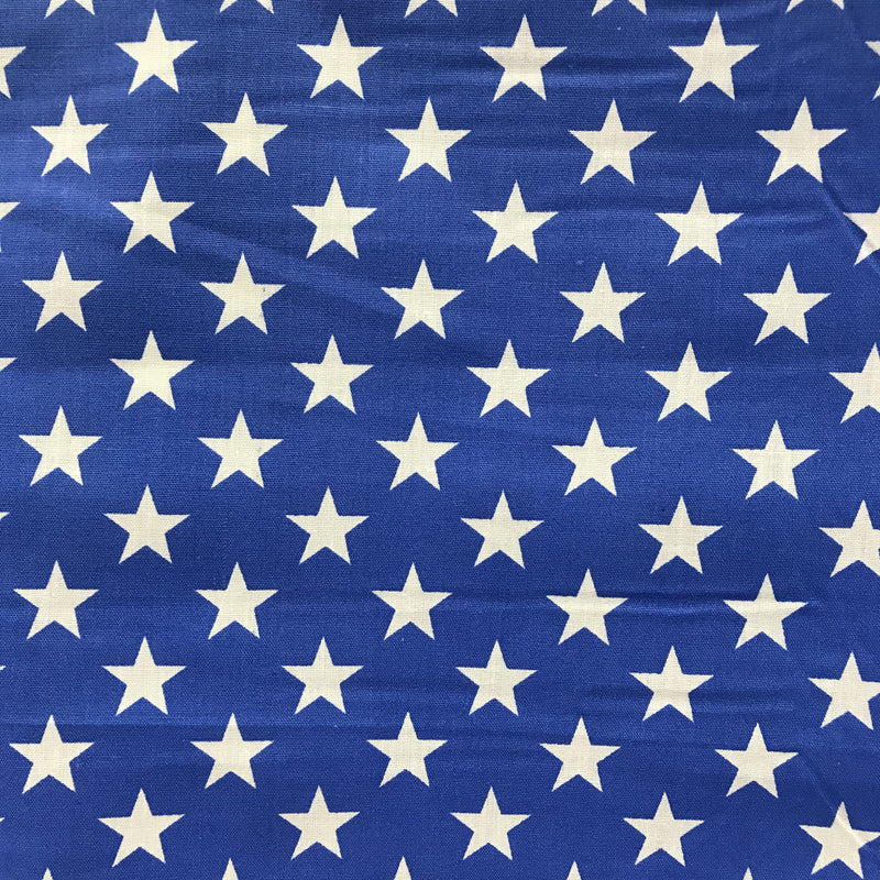 Royal/White Stars Poly Cotton Fabric - Royal/White Stars, 59/60" Width (1 Yard)