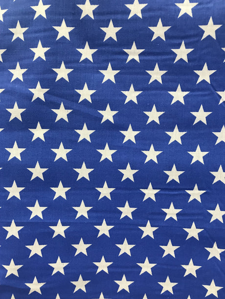 Royal/White Stars Poly Cotton Fabric - Royal/White Stars, 59/60" Width (1 Yard)
