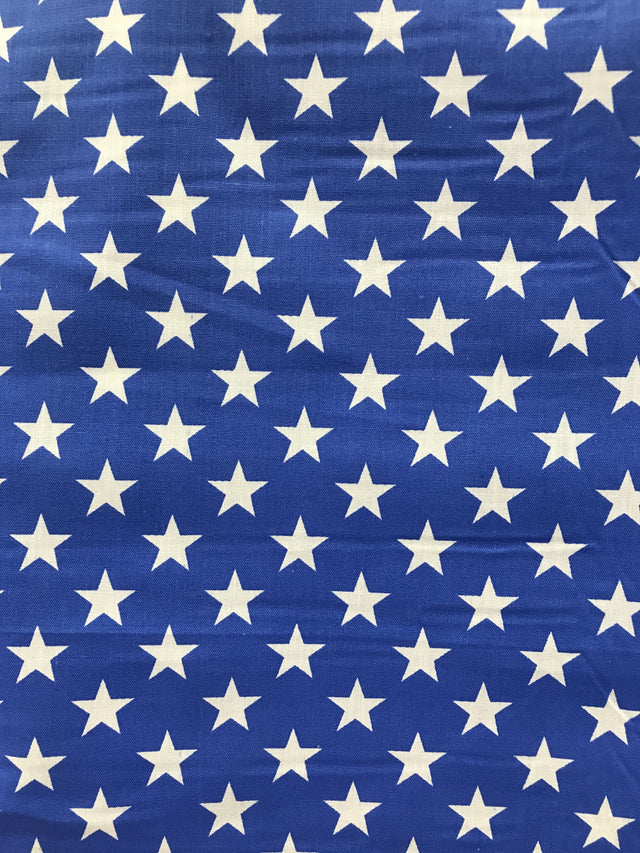 Royal/White Stars Poly Cotton Fabric - Royal/White Stars, 59/60" Width (1 Yard)