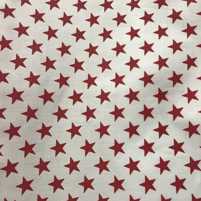 Red Stars/White Poly Cotton Fabric - Red Stars On White, 59/60" Width (1 Yard)