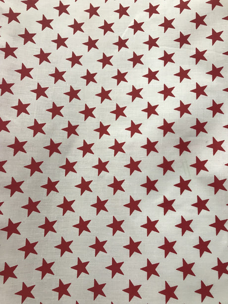 Red Stars/White Poly Cotton Fabric - Red Stars On White, 59/60" Width (1 Yard)
