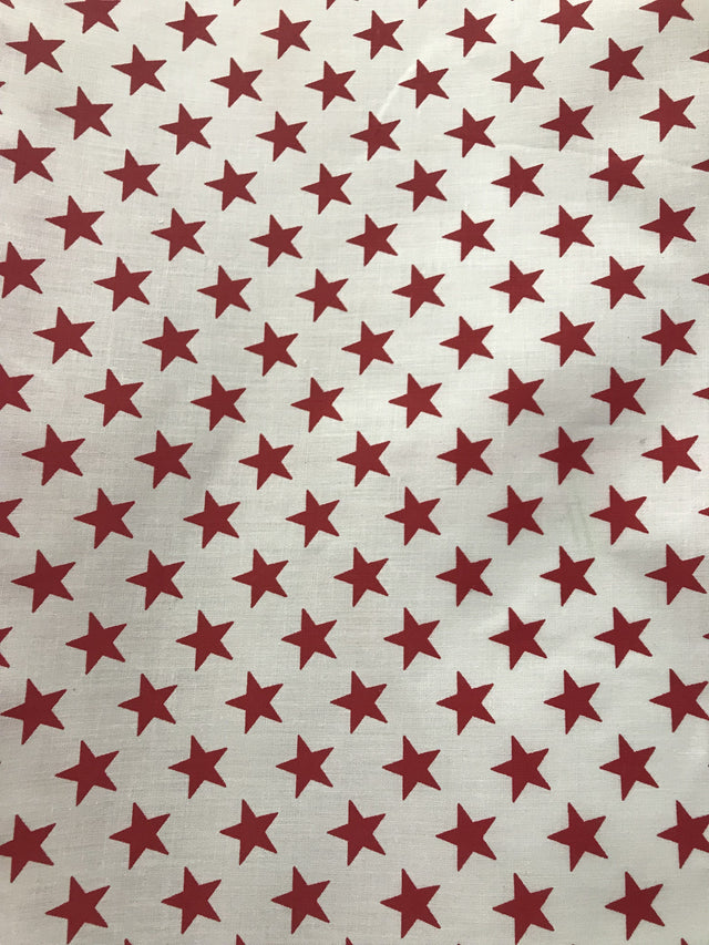 Red Stars/White Poly Cotton Fabric - Red Stars On White, 59/60" Width (1 Yard)