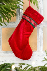 20" Red Velvet with Braided Cuff Stocking