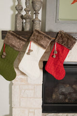 22" Sweater Knit Stocking w/ Faux Fur Cuff