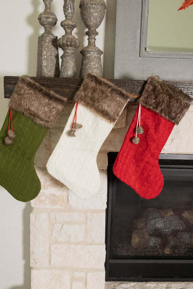 22" Sweater Knit Stocking w/ Faux Fur Cuff