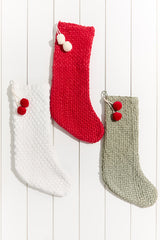 20" Stocking With Pom Poms