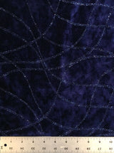Glitter Strings On Velvet Stretch Fabric - Plum And Navy, Glitter Strand Design, 54"/58" Wide