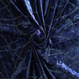 Glitter Strings On Velvet Stretch Fabric - Plum And Navy, Glitter Strand Design, 54"/58" Wide