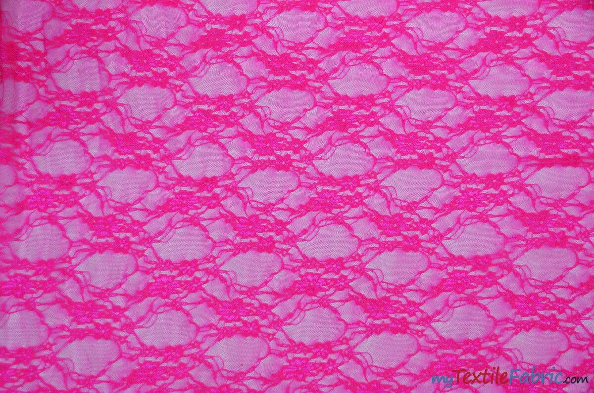 Giselle Floral Lace Polyester Spandex Fabric - Sheer Vintage Stretch Lace, 58/60" Width, Multiple Colors (1 Yard)