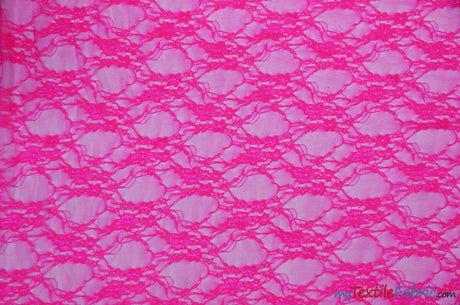 Giselle Floral Lace Polyester Spandex Fabric - Sheer Vintage Stretch Lace, 58/60" Width, Multiple Colors (1 Yard)
