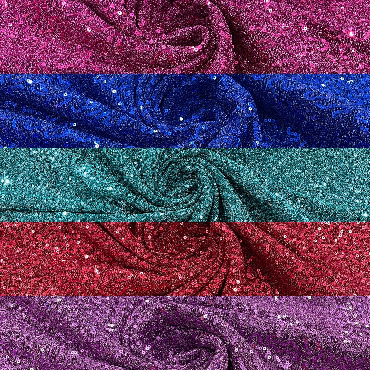 Stretch Metallic Sequin Lurex Polyester Fabric - Sequin Tinsel, 58" Width, 8 Colors (1 Yard)