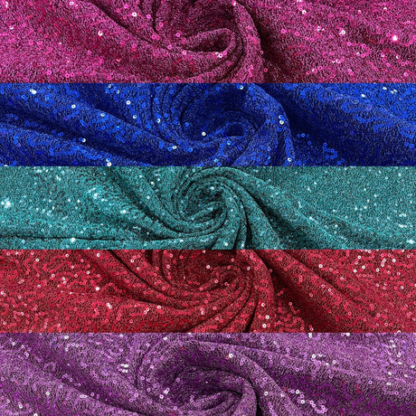 Stretch Metallic Sequin Lurex Polyester Fabric - Sequin Tinsel, 58" Width, 8 Colors (1 Yard)