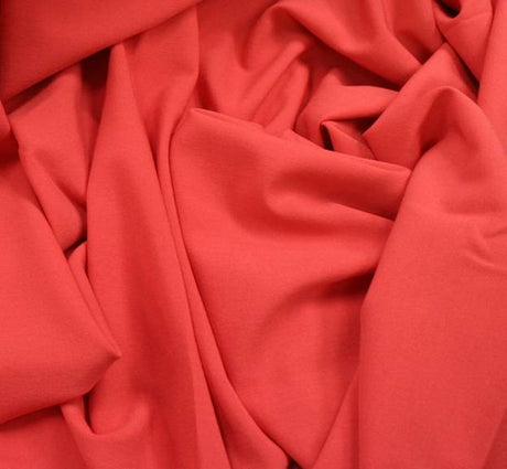 Stretch Tropical Dark Coral Polyester Rayon Spandex Fabric - Dark Coral, 57/58" Width