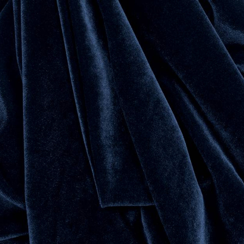 1 Yard Stretch Velvet Fabric Solid Navy Drapey Apparel Material width