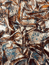 Stretch Velvet Splatter Foil Design Foil Stretch Velvet Fabric - Red, Royal Blue, Copper, Silver, Gold, 58" Width (1 Yard)