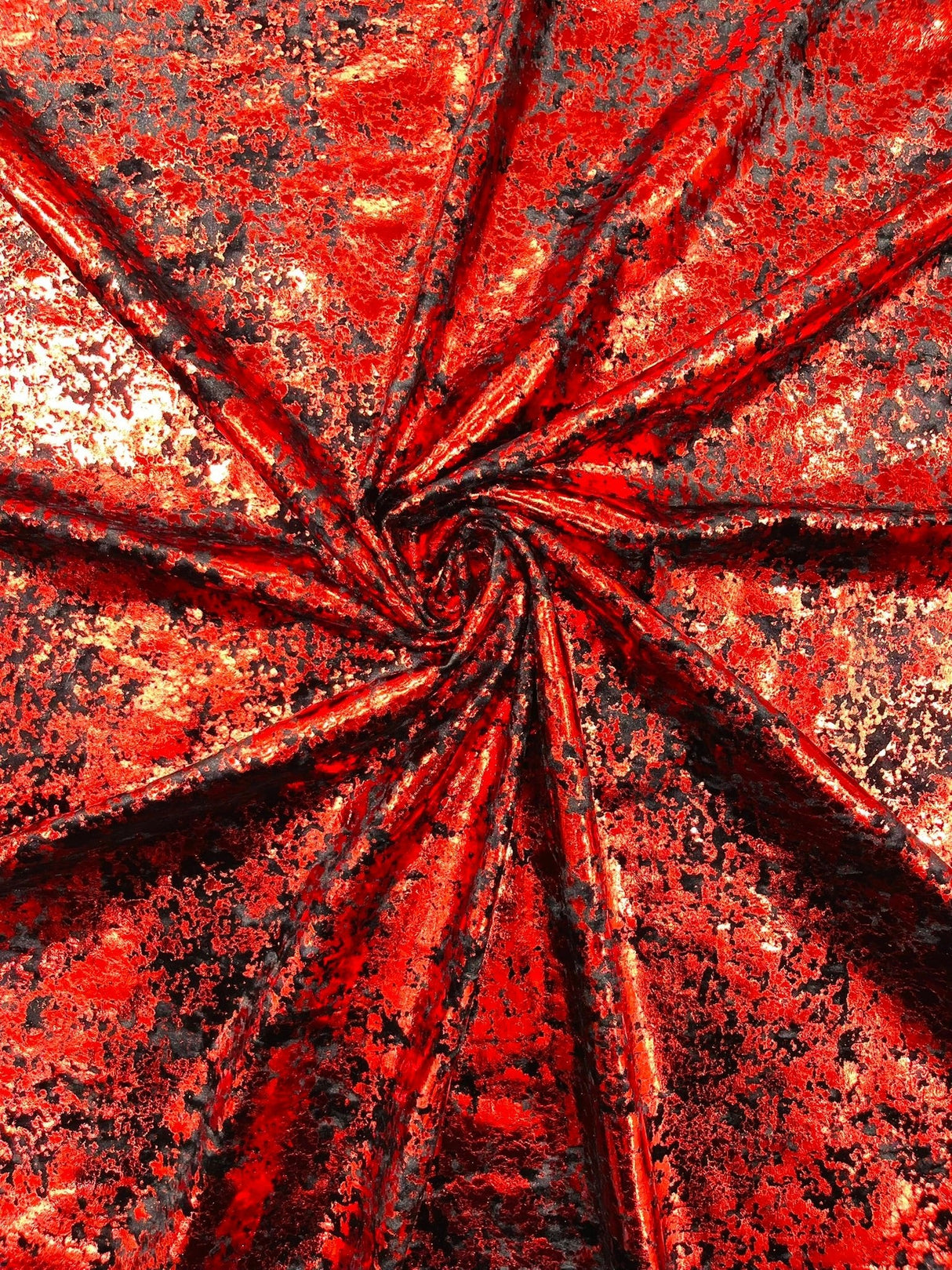 Stretch Velvet Splatter Foil Design Foil Stretch Velvet Fabric - Red, Royal Blue, Copper, Silver, Gold, 58" Width (1 Yard)