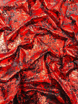 Stretch Velvet Splatter Foil Design Foil Stretch Velvet Fabric - Red, Royal Blue, Copper, Silver, Gold, 58" Width (1 Yard)