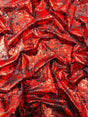 Stretch Velvet Splatter Foil Design Foil Stretch Velvet Fabric - Red, Royal Blue, Copper, Silver, Gold, 58" Width (1 Yard)