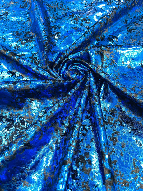 Stretch Velvet Splatter Foil Design Foil Stretch Velvet Fabric - Red, Royal Blue, Copper, Silver, Gold, 58" Width (1 Yard)