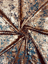 Stretch Velvet Splatter Foil Design Foil Stretch Velvet Fabric - Red, Royal Blue, Copper, Silver, Gold, 58" Width (1 Yard)