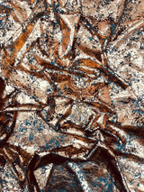 Stretch Velvet Splatter Foil Design Foil Stretch Velvet Fabric - Red, Royal Blue, Copper, Silver, Gold, 58" Width (1 Yard)