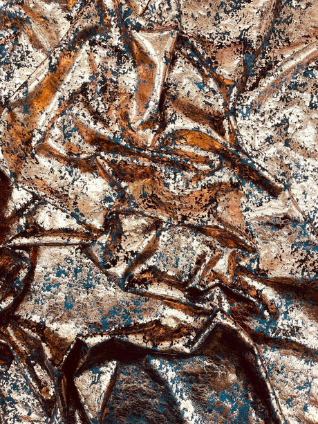 Stretch Velvet Splatter Foil Design Foil Stretch Velvet Fabric - Red, Royal Blue, Copper, Silver, Gold, 58" Width (1 Yard)
