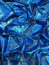 Stretch Velvet Splatter Foil Design Foil Stretch Velvet Fabric - Red, Royal Blue, Copper, Silver, Gold, 58" Width (1 Yard)