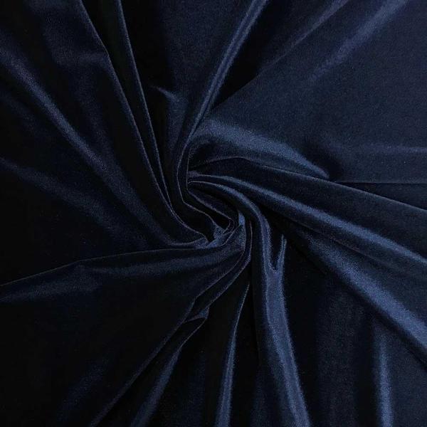 Navy Blue Velvet Stretch Fabric,
