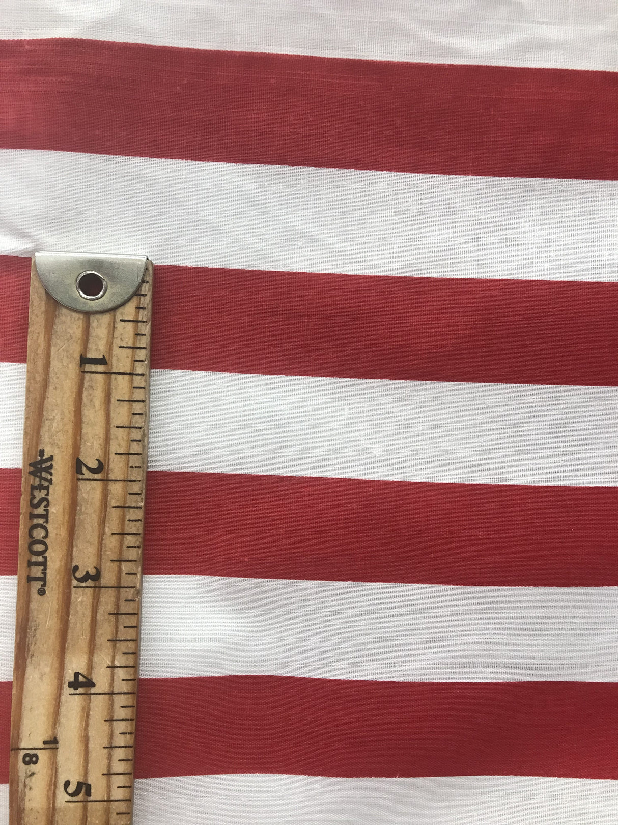1" Red/White Poly Cotton Fabric - 1" Horizontal Stripes, Red/White, 59/60" Width (1 Yard)