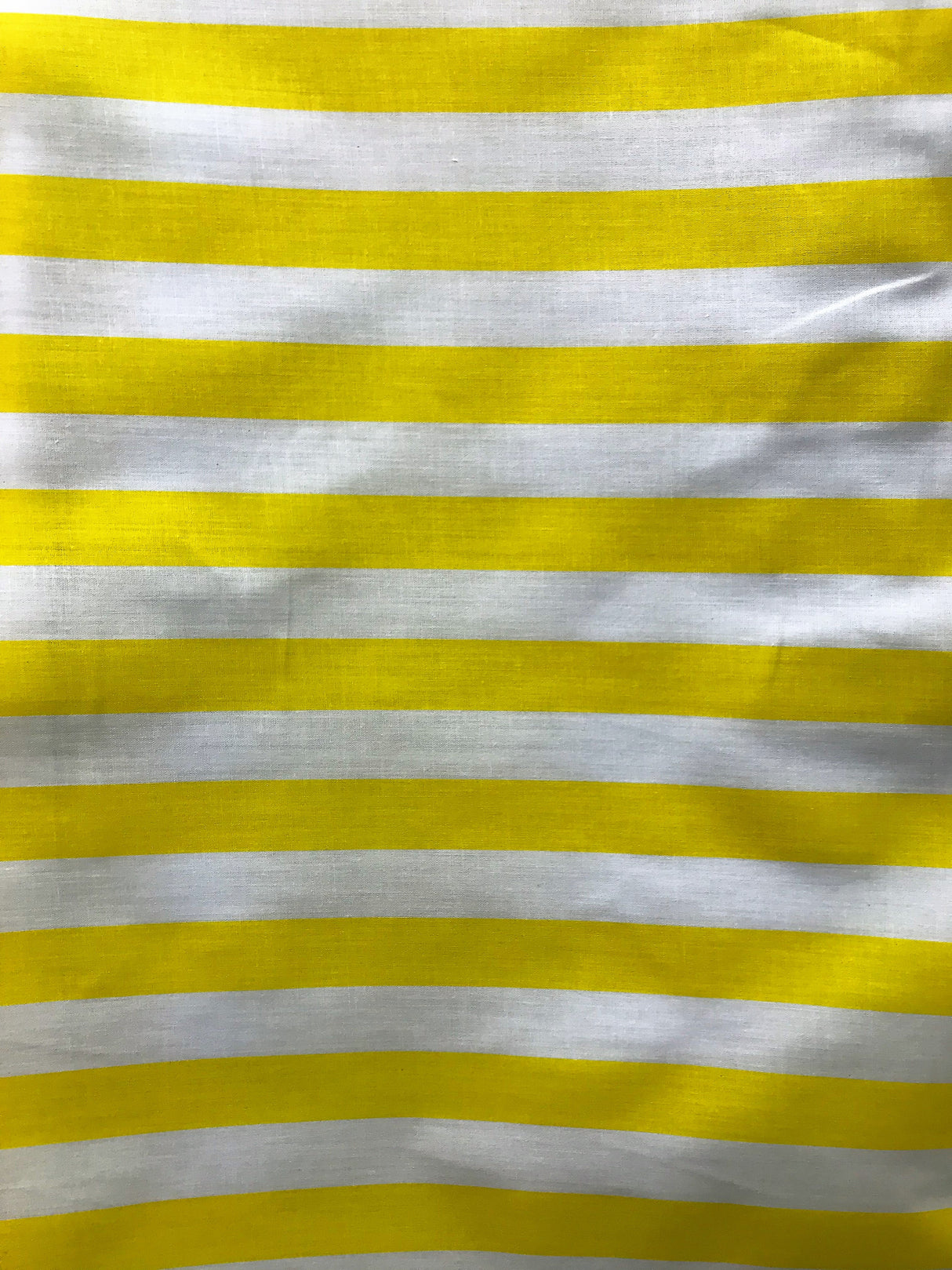 White/Yellow Poly Cotton Fabric - 1" Horizontal Stripes, 59/60" Width (1 Yard)