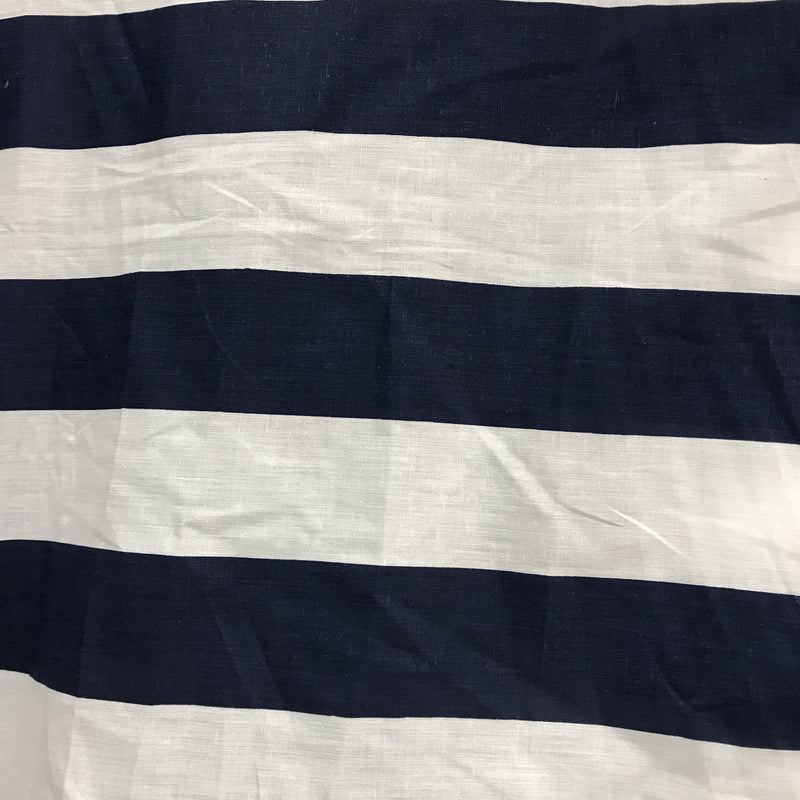 Navy 2" Stripe Poly Cotton Fabric - Navy, Horizontal Stripes, 59/60" Width