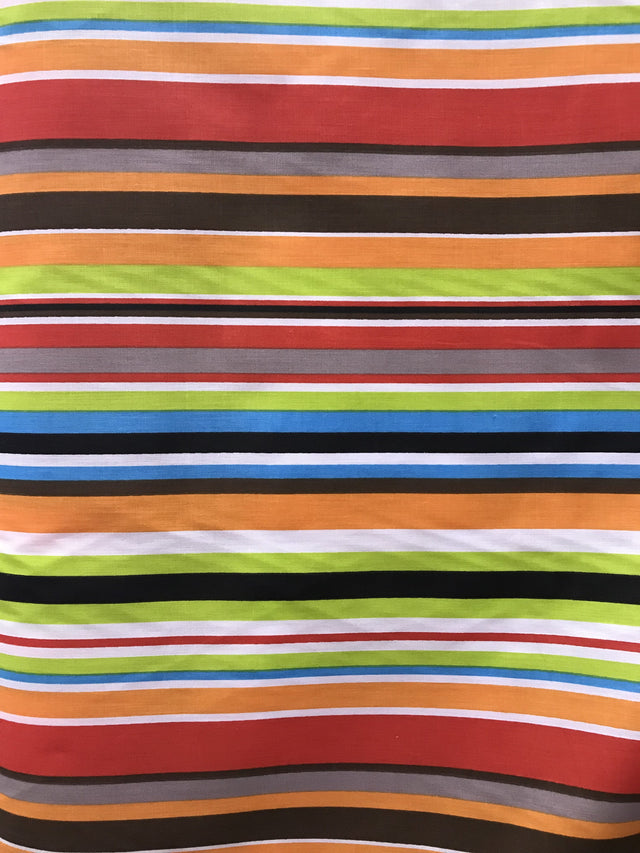 Multi Stripe Color Poly Cotton Fabric - Multi Color Stripes, 59/60" Width (1 Yard)