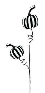 26" Black & White Striped Halloween Pumpkin Spray