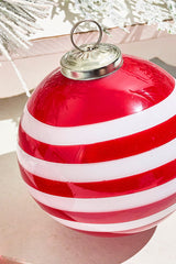 4 Inch Peppermint Glass Ball Ornament