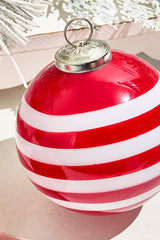 4" Peppermint Glass Ball Ornament