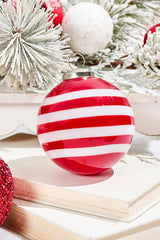4" Peppermint Glass Ball Ornament