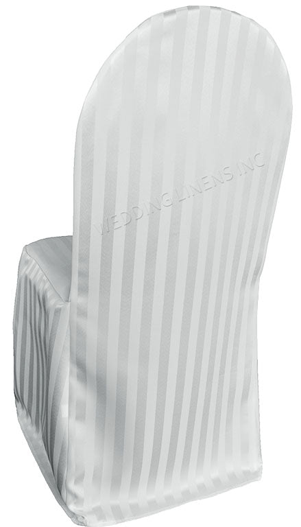 Striped Jacquard Polyester Banquet Chair Cover White