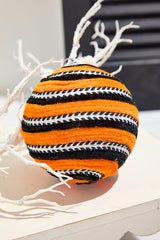 5" Orange Velvet Stripe Ball Ornament