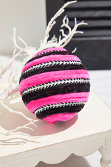 5" Pink Velvet Stripe Ball Ornament