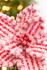 20" x 11" Red & White Poinsettia Stem