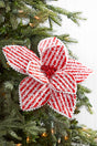 22" Red and White with Cotton Ball Edge Stem