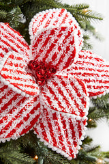 22" Red and White with Cotton Ball Edge Stem